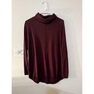 Caslon Mockneck Oversized‎ Tunic Cardigan Maroon Size S